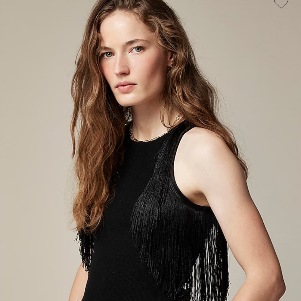 J. Crew Black Fringe Tank Top